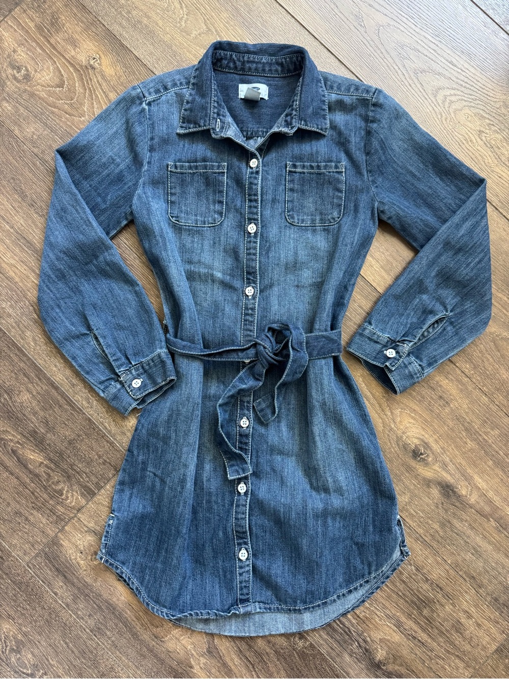 SET OF 2 Girls Size 8 Old Navy Dress Bundle Pink Velvet + Denim Shirt Dress - Picture 3 of 9